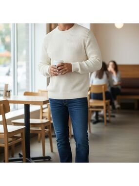 Forever 21 Men's Cream Knit Sweater